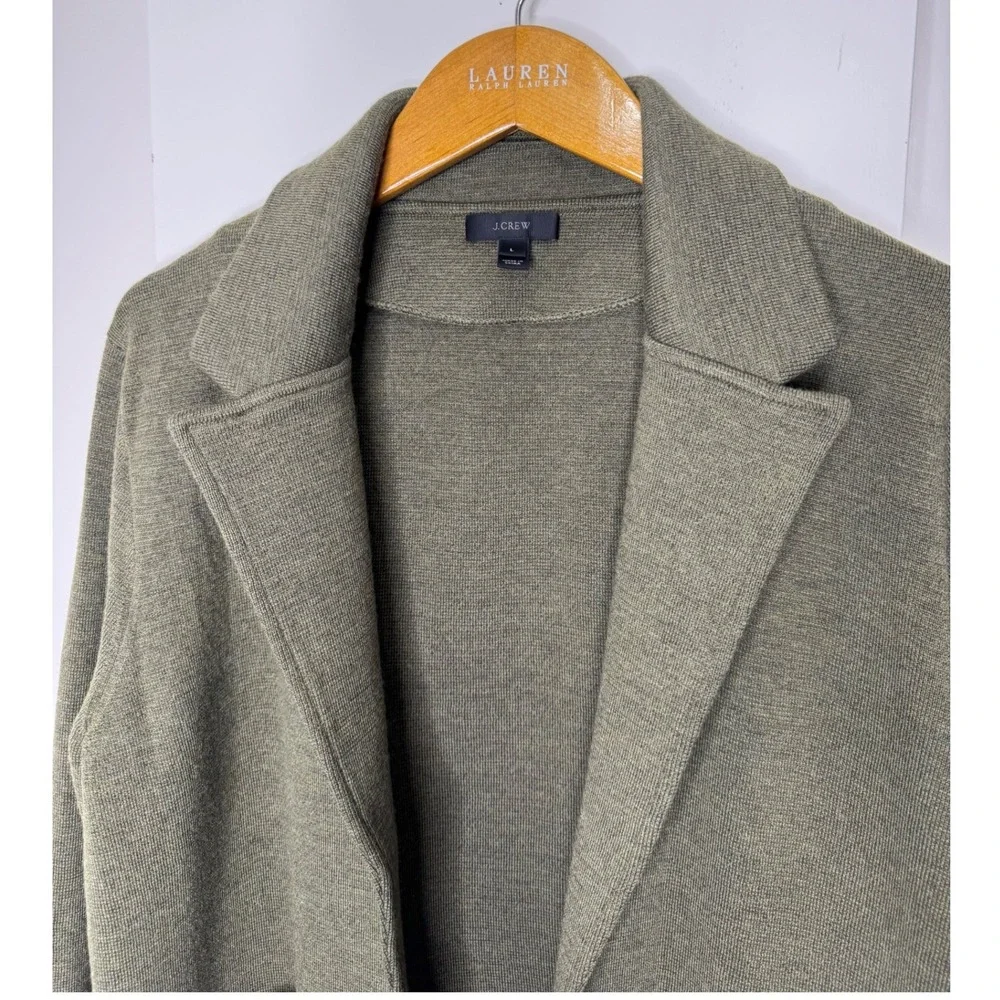 J. Crew Sweater Blazer Olive‎ Green Merino Wool Large